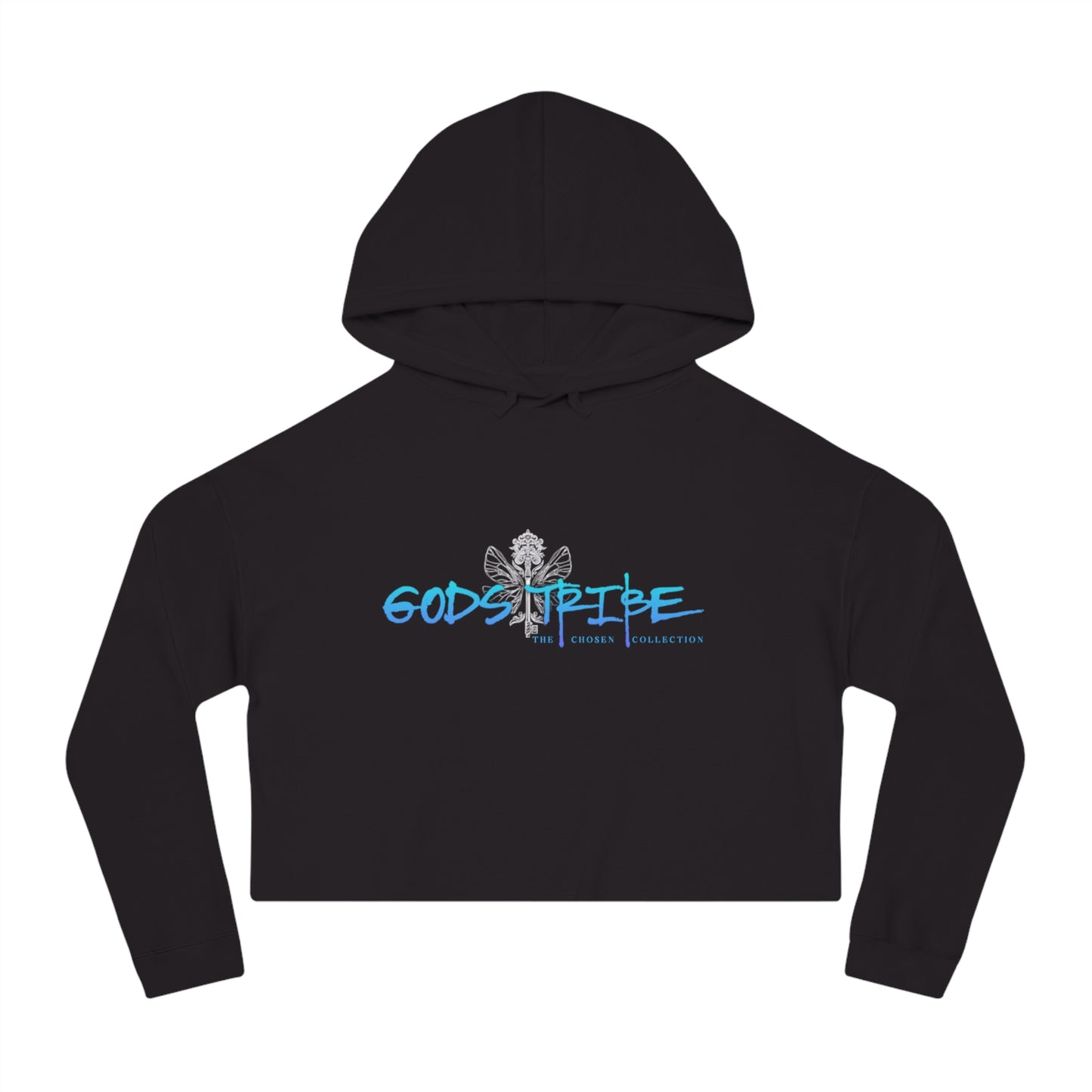 Stylish Women's Cropped Hooded Sweatshirt - 'God's Tribe' Graphic, Casual Chic, Perfect for Everyday Wear, Gifts, and Celebrations