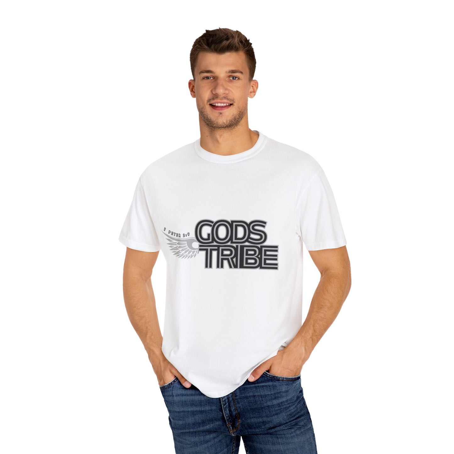 God's Tribe Unisex Wings Gray Garment-Dyed T-Shirt | Spiritual & Inspirational Wear
