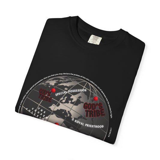 God's Tribe The Chosen Collection - Gods Globe Unisex Garment-Dyed T-Shirt | Faith-Based Apparel, Casual Wear, Gift for Believers, Christian Tee, Everyday Comfort