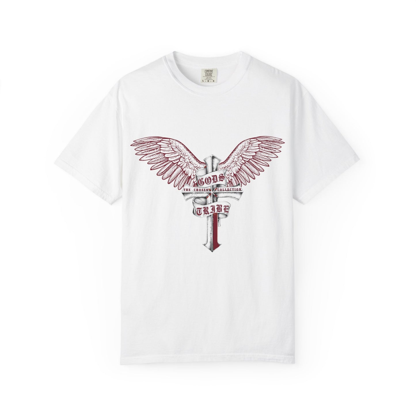 Stylish Garment-Dyed T-Shirt with Wings & Cross Design, Casual Tee for Men & Women, Great for Gifts, Music Events, Festivals, Everyday Wear