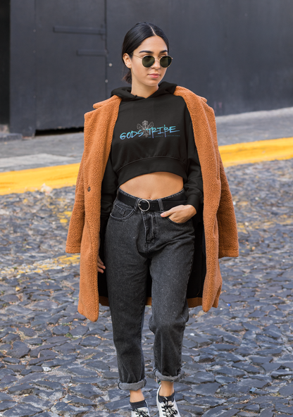 Stylish Women's Cropped Hooded Sweatshirt - 'God's Tribe' Graphic, Casual Chic, Perfect for Everyday Wear, Gifts, and Celebrations