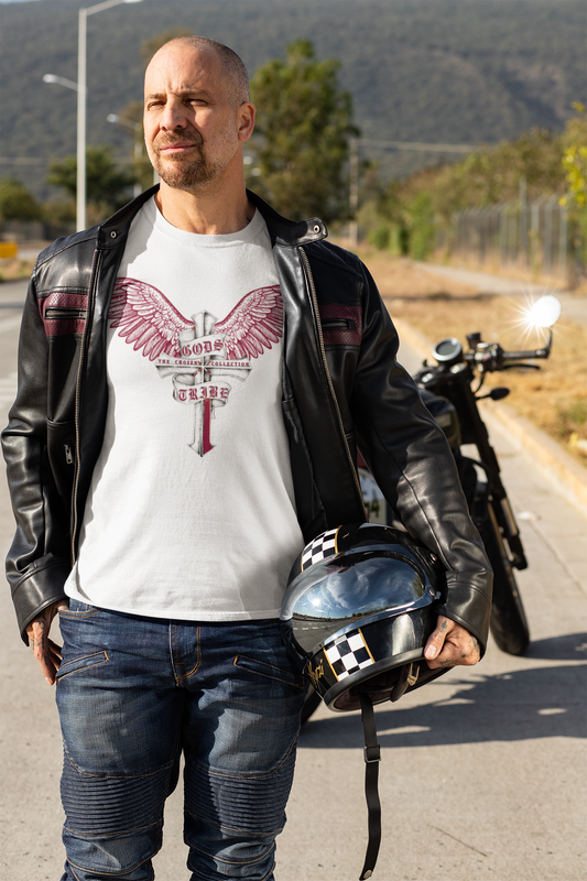 Stylish Garment-Dyed T-Shirt with Wings & Cross Design, Casual Tee for Men & Women, Great for Gifts, Music Events, Festivals, Everyday Wear