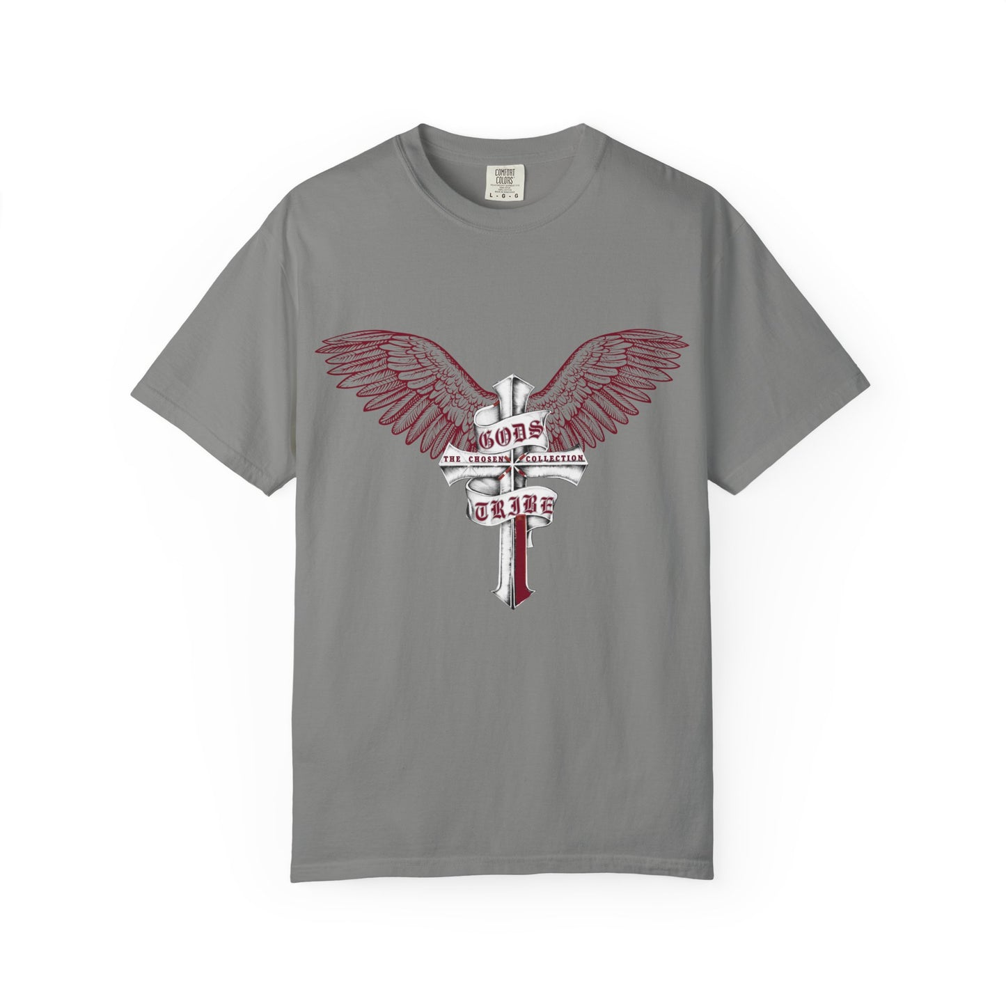 Stylish Garment-Dyed T-Shirt with Wings & Cross Design, Casual Tee for Men & Women, Great for Gifts, Music Events, Festivals, Everyday Wear