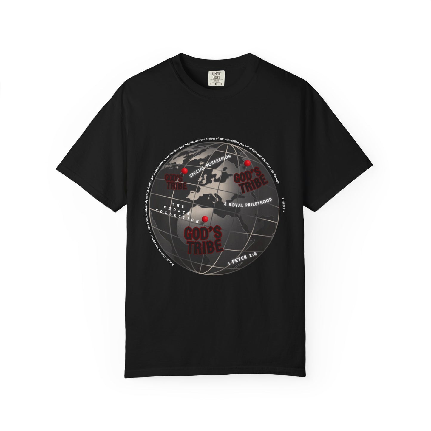 God's Tribe The Chosen Collection - Gods Globe Unisex Garment-Dyed T-Shirt | Faith-Based Apparel, Casual Wear, Gift for Believers, Christian Tee, Everyday Comfort
