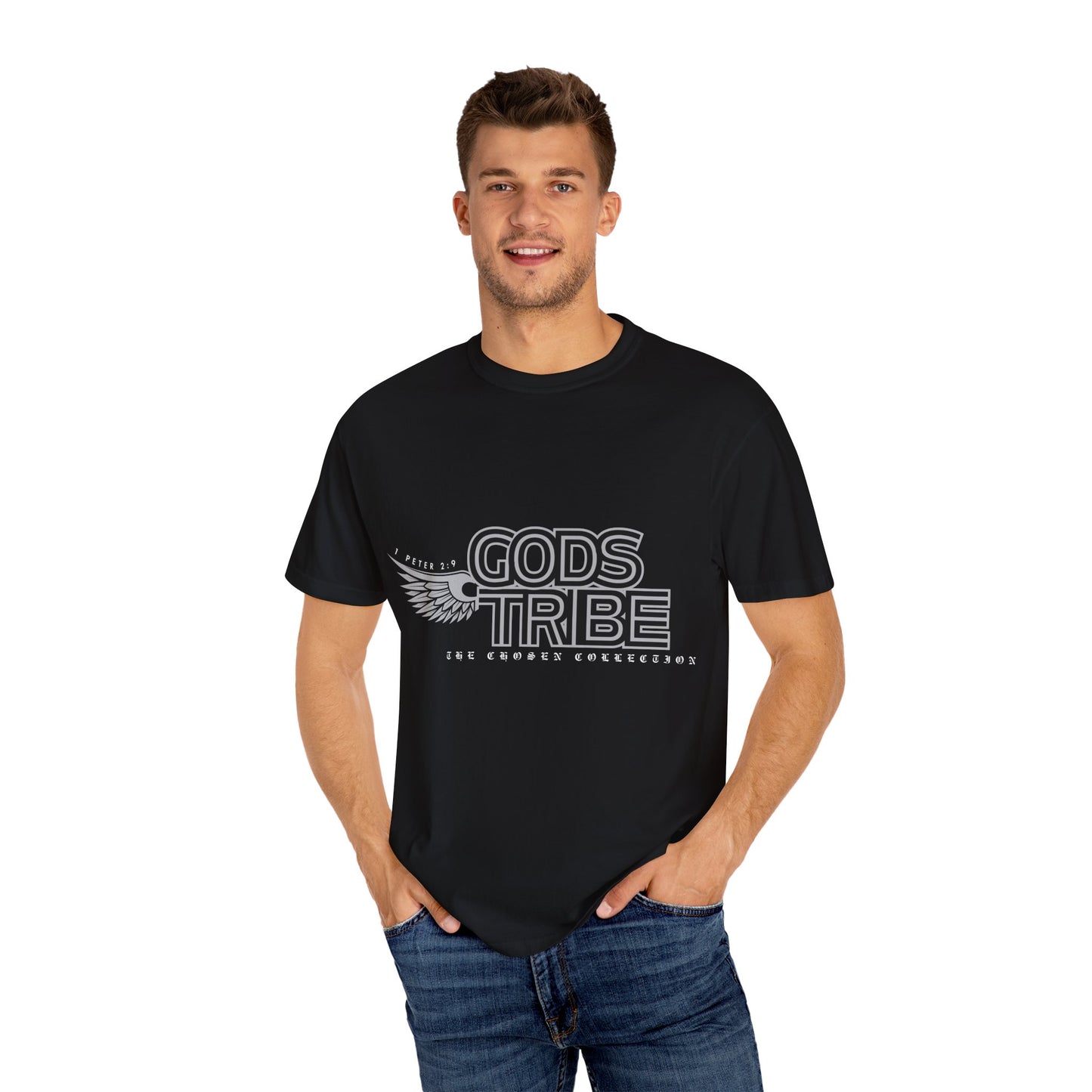 God's Tribe Unisex Wings Gray Garment-Dyed T-Shirt | Spiritual & Inspirational Wear